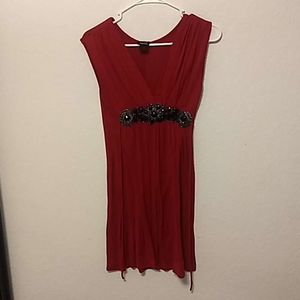 Red mid length dress